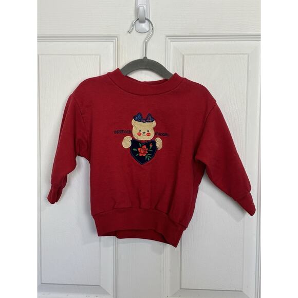 VTG 90s OshKosh B’Gosh Girl’s Holiday Teddy Bear Crewneck Sweatshirt 2T - Picture 1 of 7